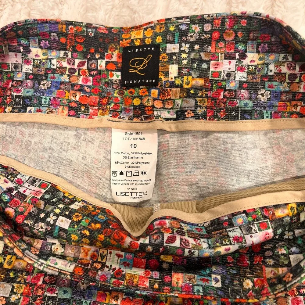 Lisette L Montreal Micro Mosaic Floral Pants Size 10